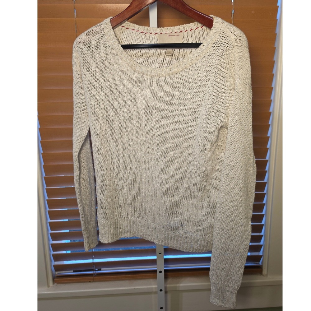 Banana Republic Heritage Cream Open Knit Sweater Womens Small Pullover